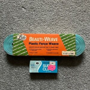 HTF Vintage 50’s Lido Beauti Weave plastic fencing weave original packaging aqua